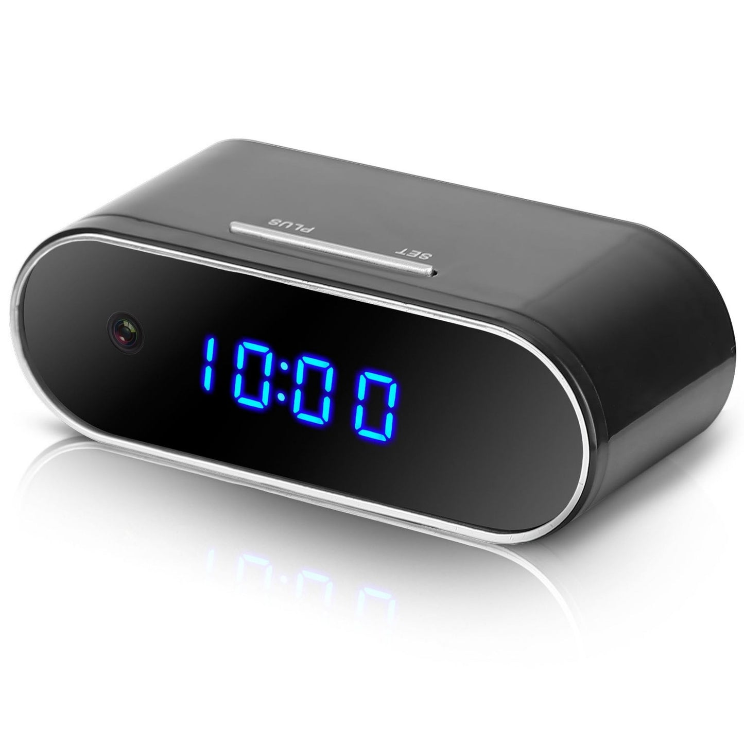 1080P WiFi Alarm Clock Cam: Wireless Security Camera, Monitor & Recorder w/Loop Recording - Black -