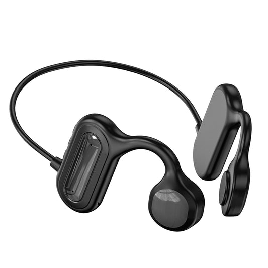 Wireless Bone Conduction Headphones - Open Ear Sports Headset w/ Mic, IPX5 Sweatproof, MMC Card Support, V5.1 - Black -