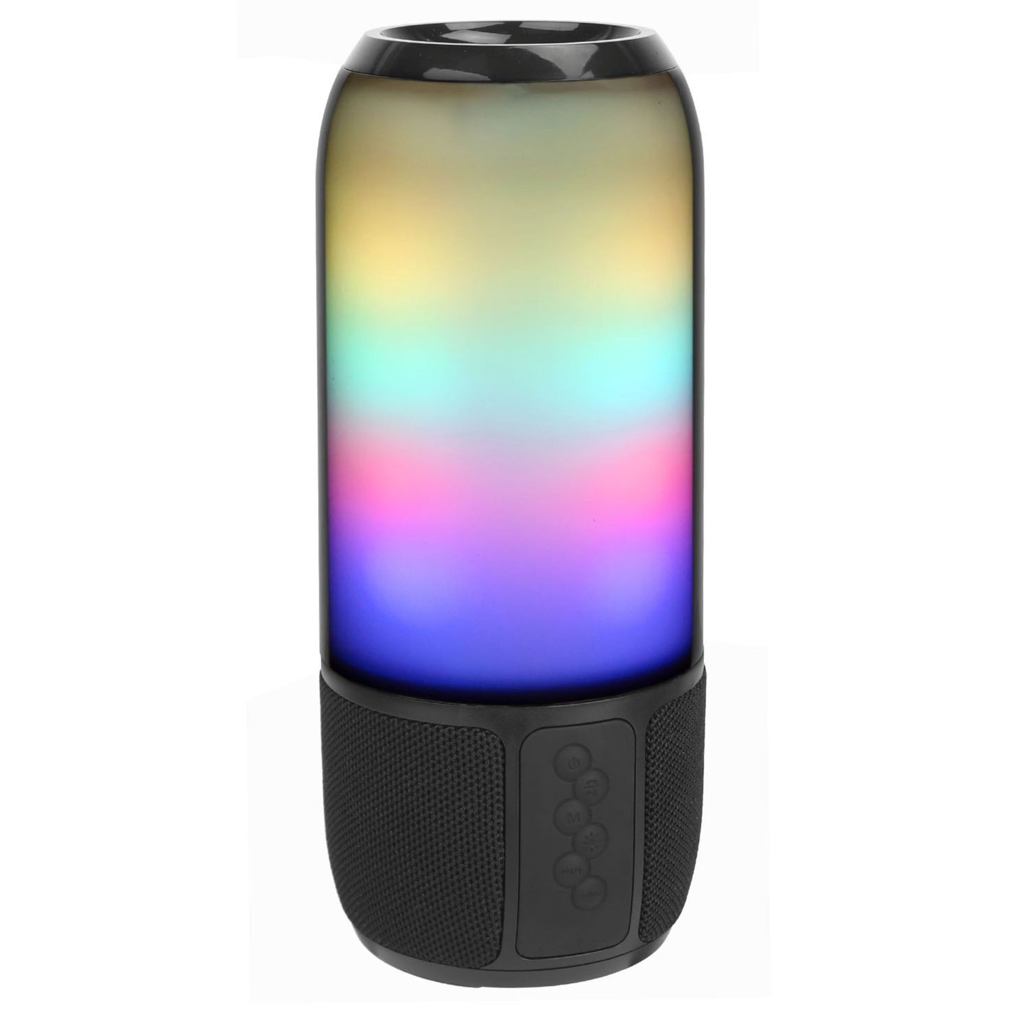 Portable Wireless Speaker with 6 Color Changing Lights - Loud Stereo, Radio, TWS - for Home, Outdoor, Travel - Black -