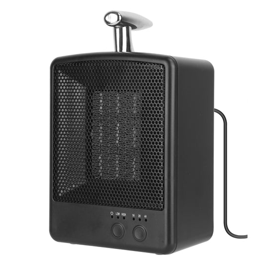 Portable Electric Space Heater - 1000W, Tip Over Protection, Adjustable Temperature, Timer - Bedroom & Office Use - Black -