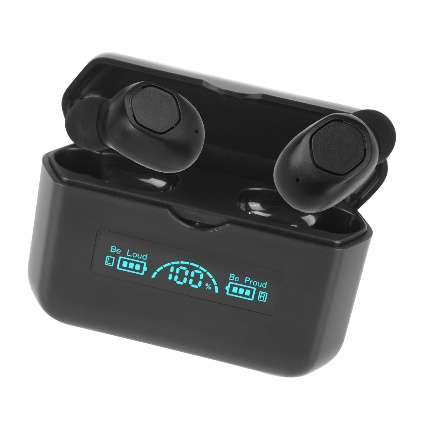 TWS Wireless Earbuds Headphone, 5.1, In-Ear, IPX4 Waterproof, w/ Charging Case - Black -