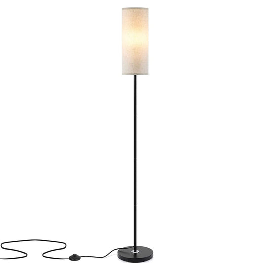 74.8in Tall Floor Lamp, 3200K Warm Yellow Light, Modern, Foot Switch, 6W Bulb - Bedroom & Living Room Decorative Standing Lamp - Black -