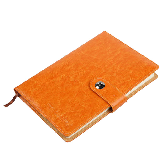 150 Pages PU Leather Cover Notebook with Calendar, World Map, and Silk Ribbon - Orange -