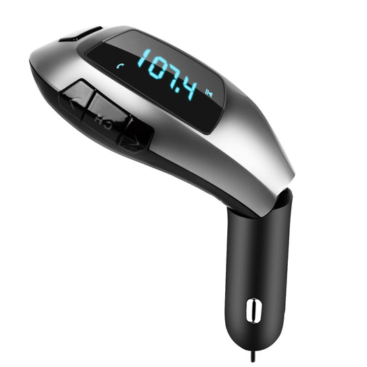 FM Transmitter: Car USB Charger, Hands-free Call, MP3 Player. Supports U Disk & TF Card Reading. - Black -