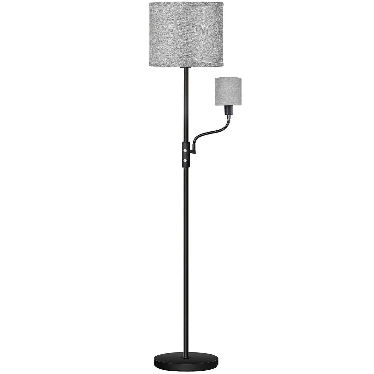 67.32In Mother Daughter Floor Lamp, Linen Shade, 3200K Brightness, 360° Adjustable Reading Light, Modern Decoration, Living Room Bed - Gray -