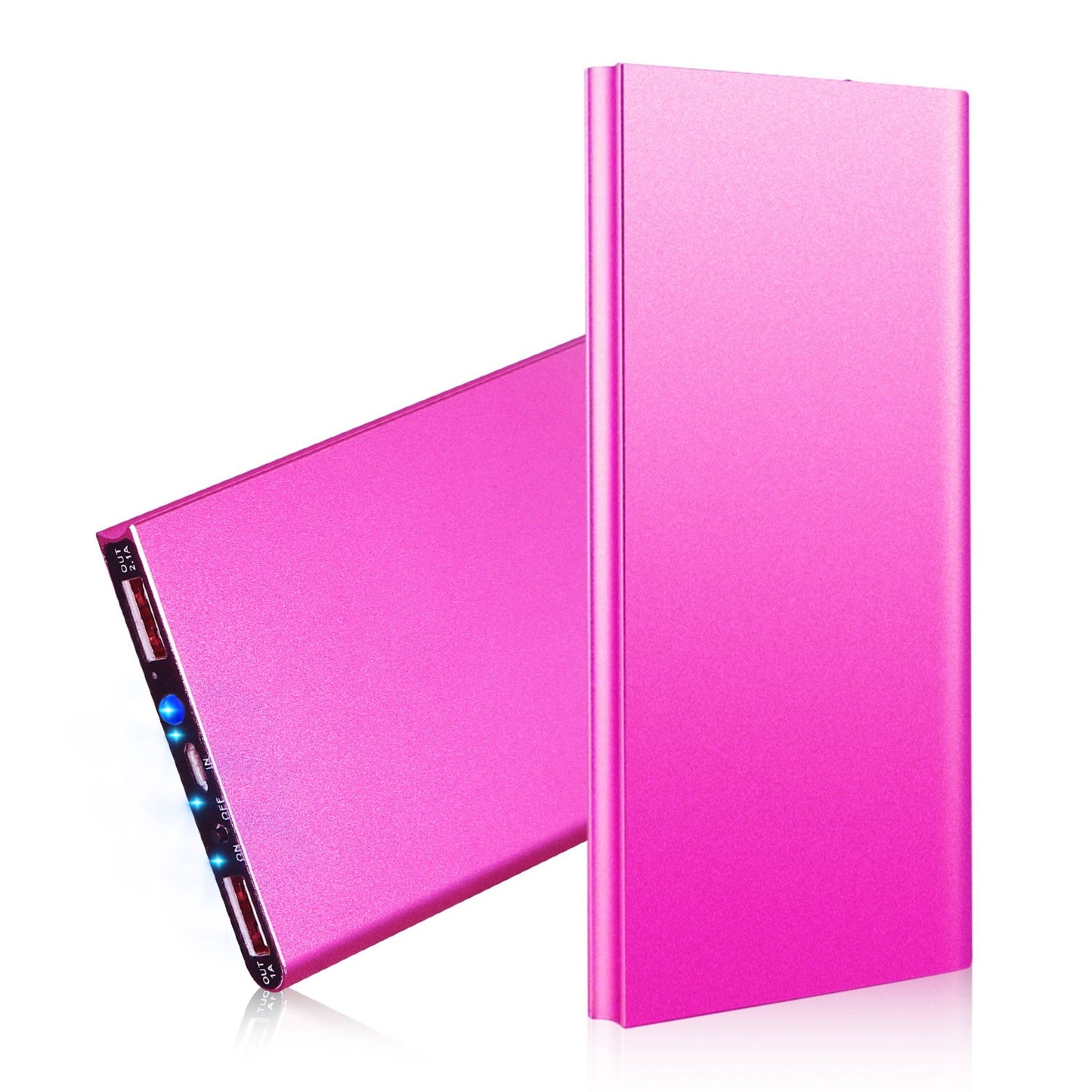 20K mAh Ultra-thin Power Bank: Dual USB, Phone Charger - Hot Pink -