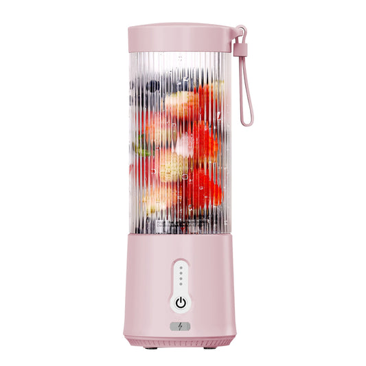 Portable Fruit Blender - 450ML/15.2OZ, 6 Blades, Rechargeable - Perfect for Shakes, Smoothies, and Juice - Mini Mixer for Outdoor, Gym, Office - Hot Pink -