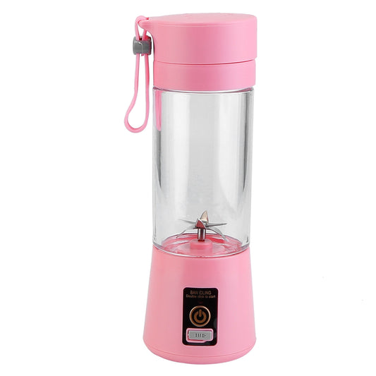 USB Rechargeable Portable Juicer Blender - 6 Blades, Powerful Motor - Pink -