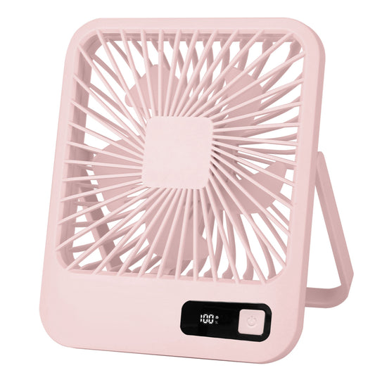 Portable Rechargeable Mini Fan: LCD Display, Adjustable Speed, Strong Airflow - Pink -