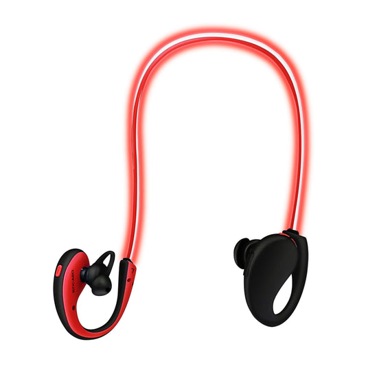 Wireless Neckband Earphones V4.1 HD Stereo Sweat-proof Headphones with LED Light Mic - 8Hrs Work, Running - 1 Pack - Red -