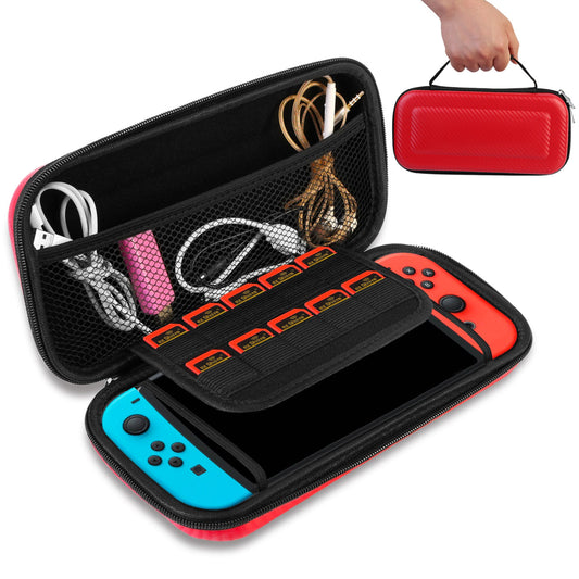 Portable Carry Case for Nintendo Switch Console Protective Hard EVA Case Shell Pouch - Red -