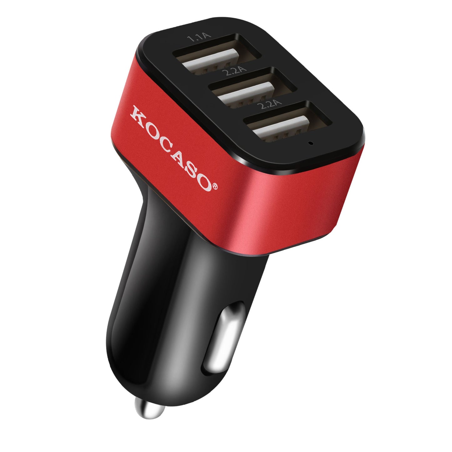 Triple USB Car Charger - 30W, 5.5A - iPhone XS/XS Max/8 Plus, Galaxy S7/S6 - Compact - Red -