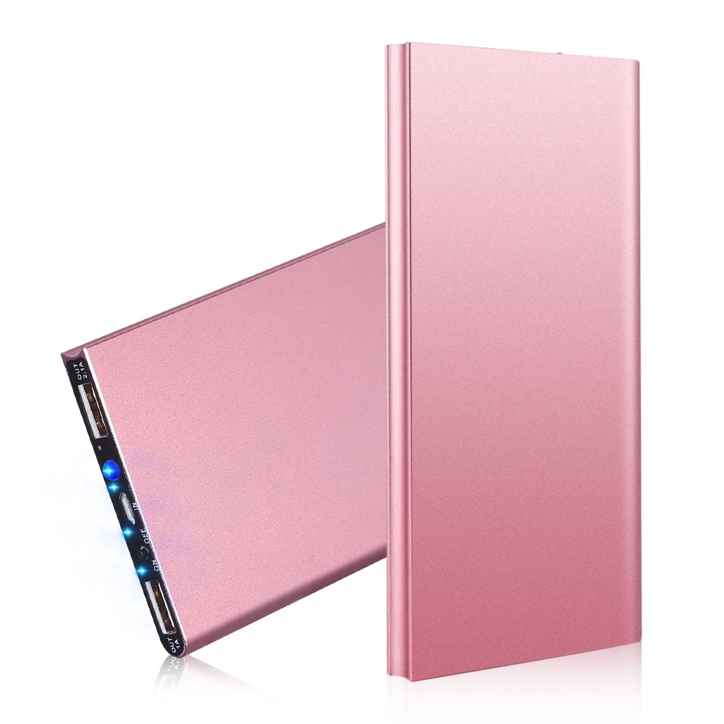 20K mAh Ultra-thin Power Bank: Dual USB, Phone Charger - Rose Gold -