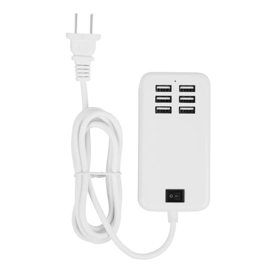 6-USB US AC Wall Charger - White -