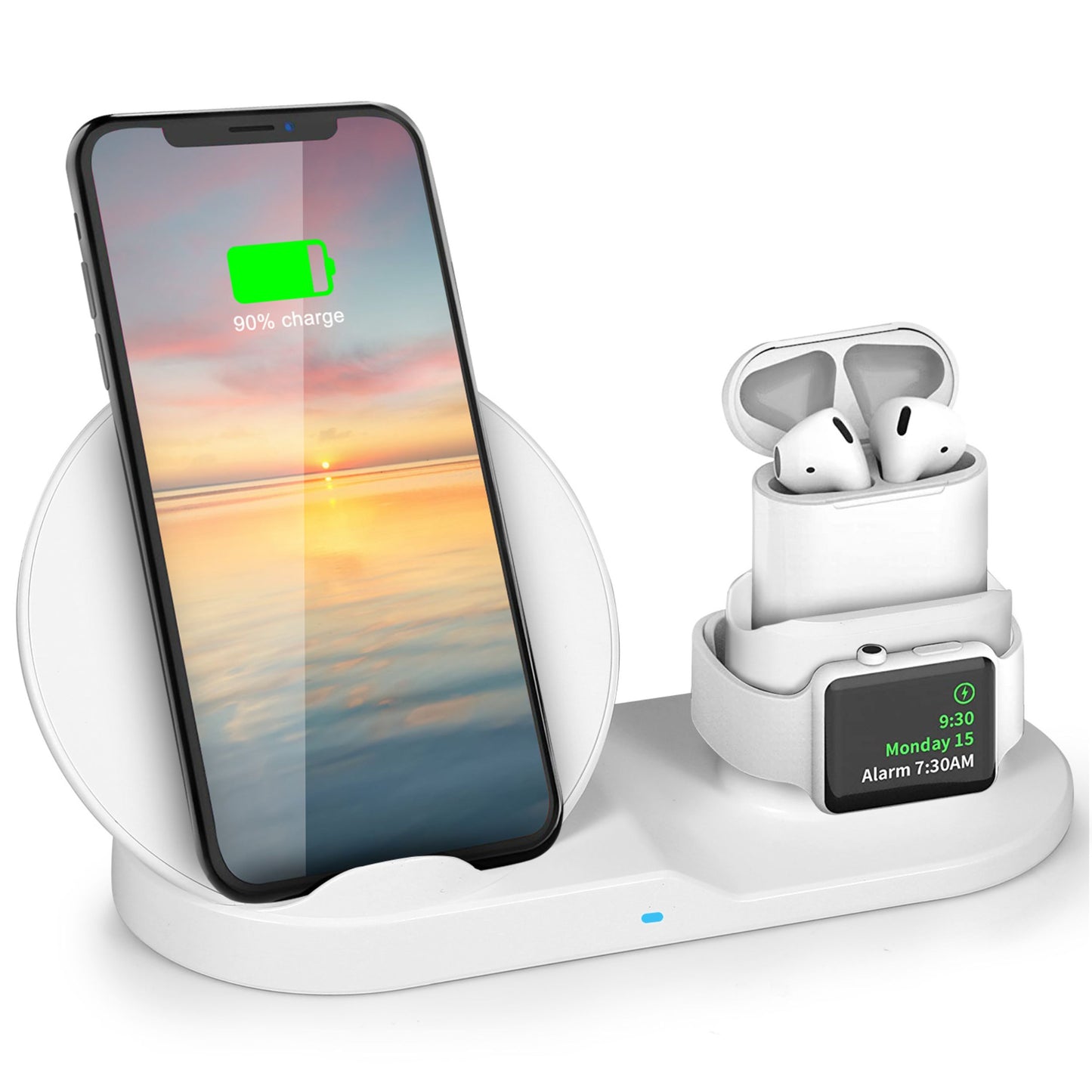 10W Fast Wireless Charger for iPhone, iWatch, AirPods - Fits iPhone 11/11Pro/XS/XR/MAX/X/8 Plus/8, Samsung Galax - White -