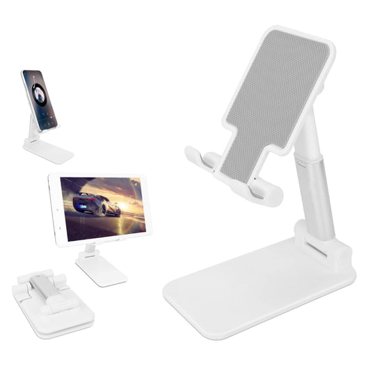 Foldable Phone Stand Adjustable Angle Height Tablet Holder 4-12.9in Cradle Dock - White -