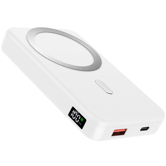 Magnetic Wireless Power Bank: 10000mAh, 22.5W Fast Charging for iPhone 12/13 Series - White -