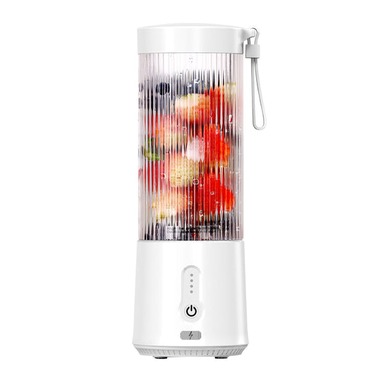 Portable Fruit Blender - 450ML/15.2OZ, 6 Blades, Rechargeable - Perfect for Shakes, Smoothies, and Juice - Mini Mixer for Outdoor, Gym, Office - White -