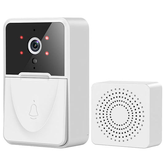 Smart Wireless Wi-Fi Video Doorbell Security Phone Door Bell Intercom Camera Door Bell Chime Two Way Audio Night Vision - White -