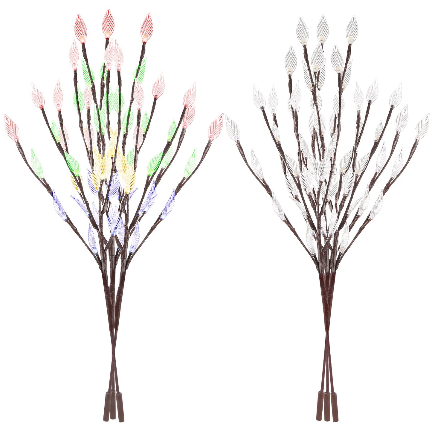 3 PCS 60 LED Solar Garden Lights Tree Branch Leaf Shape Lamp IP65 Waterproof Solar Garden Decorative Lights for Outdoor Garden Lawn Patio Decking