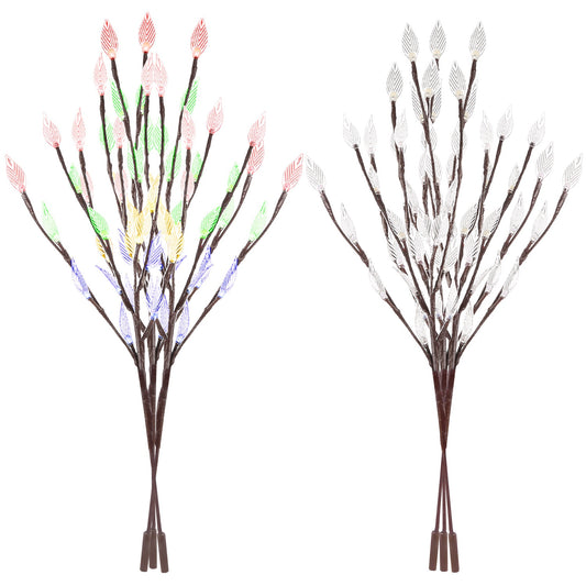 3 PCS 60 LED Solar Garden Lights Tree Branch Leaf Shape Lamp IP65 Waterproof Solar Garden Decorative Lights for Outdoor Garden Lawn Patio Decking