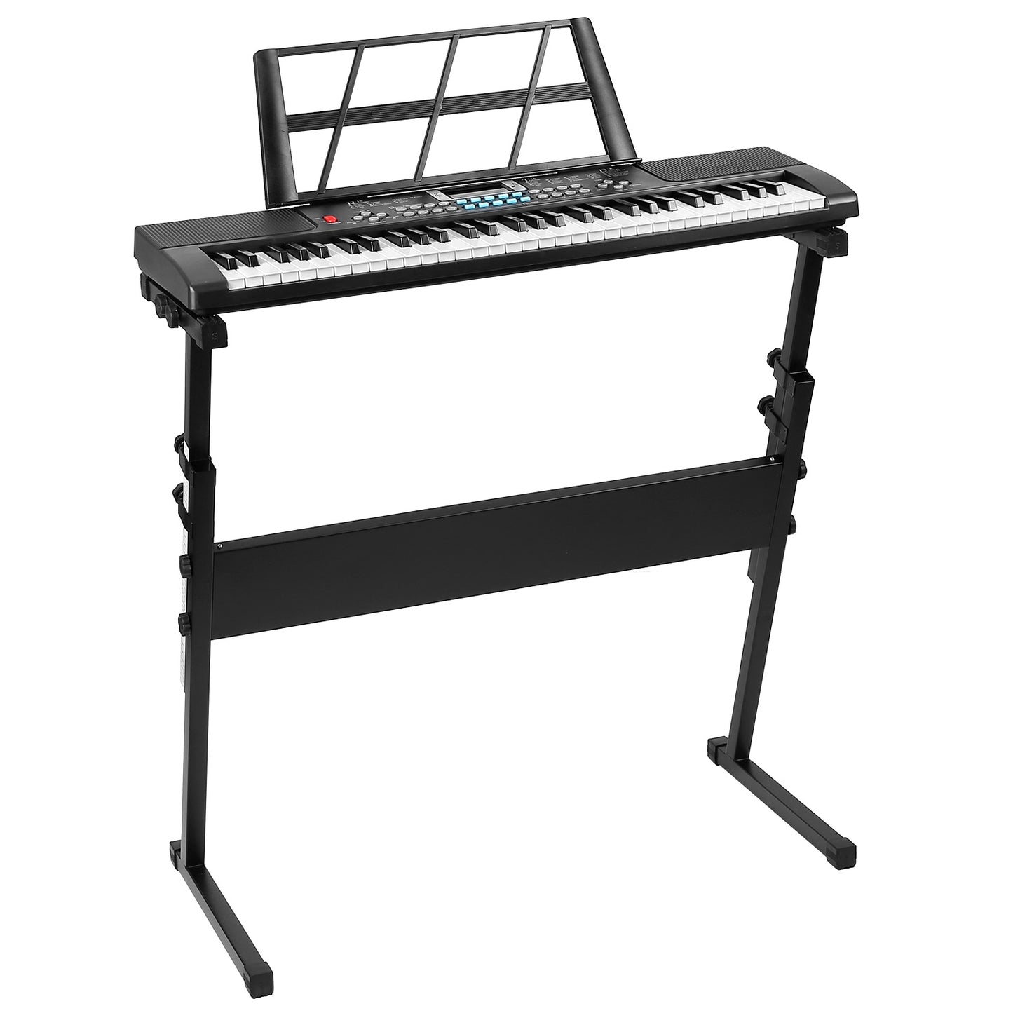 61 Keys Digital Music Electronic Keyboard Electric Musical Piano Instrument Kids Learning Keyboard w/ Stand Microphone For Beginners - Black -