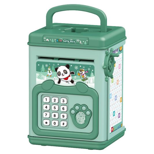 Piggy Bank Toy Cash Coin Money Bank Money Saving Box with Password Fingerprint Voice Prompt Folding Handle for 3+ Years Old Boys Girls - Green -