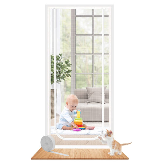 Mesh Door Screen Enhanced Scratch-Proof Heavy Duty Pet Proof Screen with Double Sided Zipper for Home Bedroom Living Room Kitchen -  - 100 x 210 cm