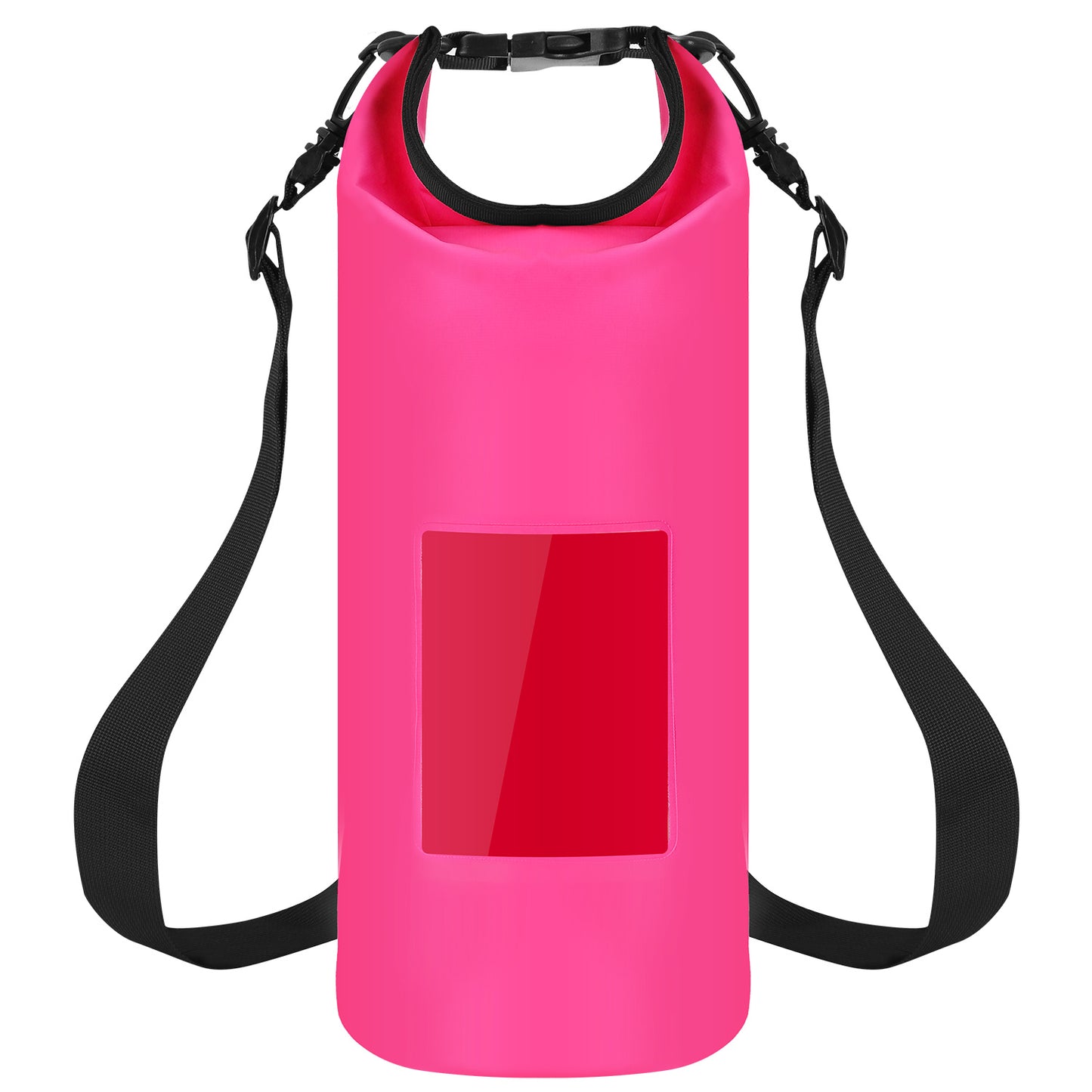 Floating Waterproof Dry Bag Floating Dry Sacks with Observable Window 5L Roll Top Lightweight Dry Storage Bag for Kayaking Rafting Boating Swimming Ca - Pink - 5L