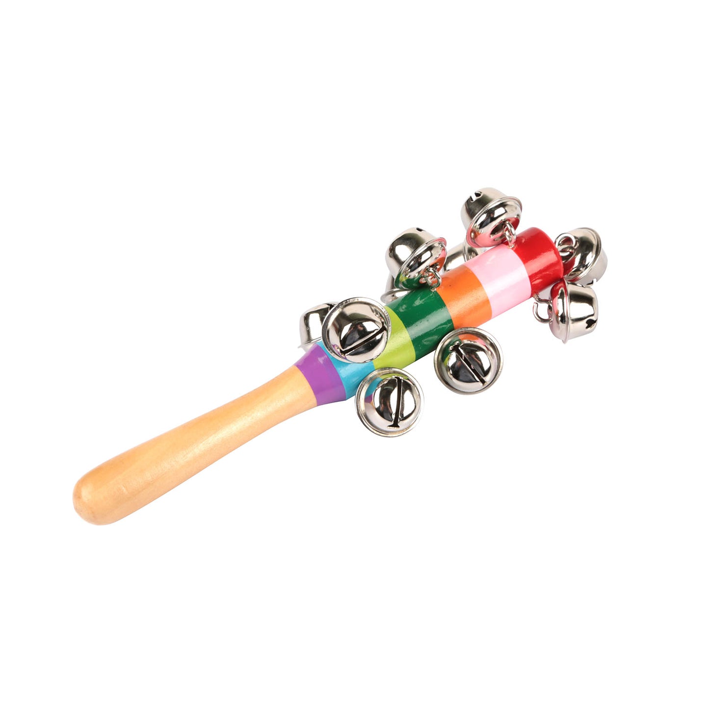 Rainbow Color Wooden Handbell Pram Rattle