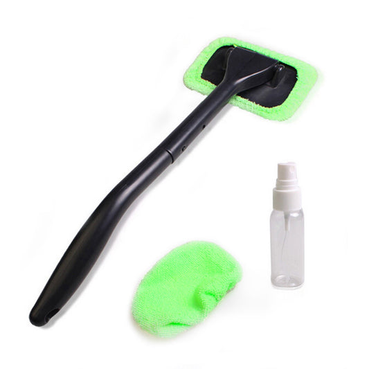 Microfiber Windshield Clean Car Auto Wiper Cleaner Glass Window Cleaning Brush Kit Tool - Black -