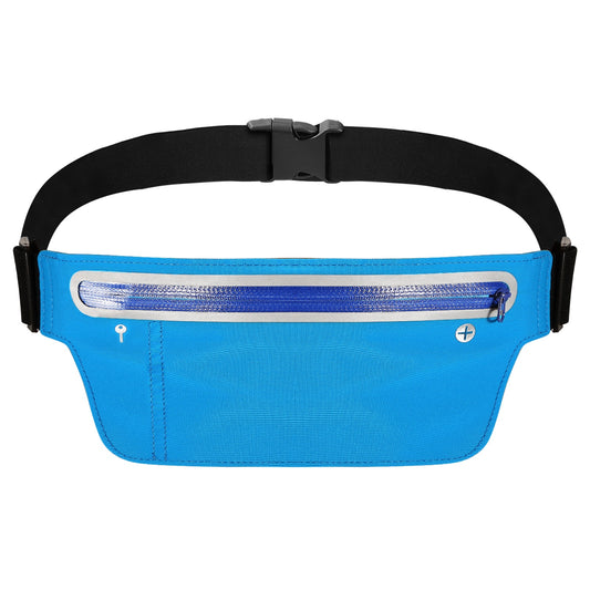 Unisex Sport Waist Pack Running Belt Bag Pouch Adjustable Bounce Free Sweat-Proof Lightweight Slim - Blue -