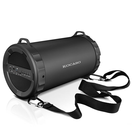 KOCASO Outdoor Wireless Speaker Booming Bass Subwoofer Hands-free Call FM Radio USB MMC Reading Aux In for Party Camping Travel - Black -