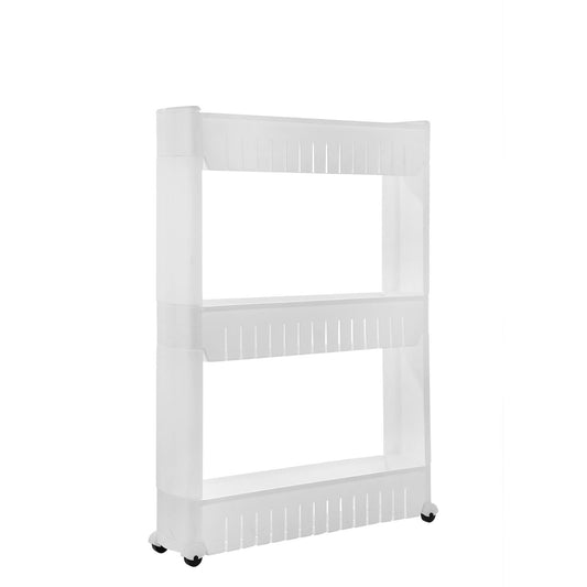 3 Tiers Slim Storage Cart Mobile Rolling Shelf Unit Narrow Space Shelf for Kitchen Bathroom Pantry Laundry Garage Office - White - 3-Tier