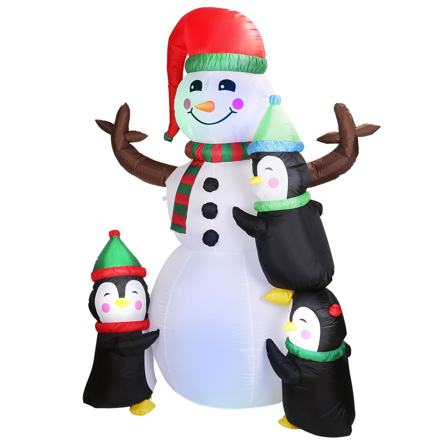 5.9FT Christmas Inflatable Outdoor Decoration Snowman Penguin Blow Up Yard Decoration with LED Light Built-in Air Blower for Winter Holiday Xmas Garde - Multi -