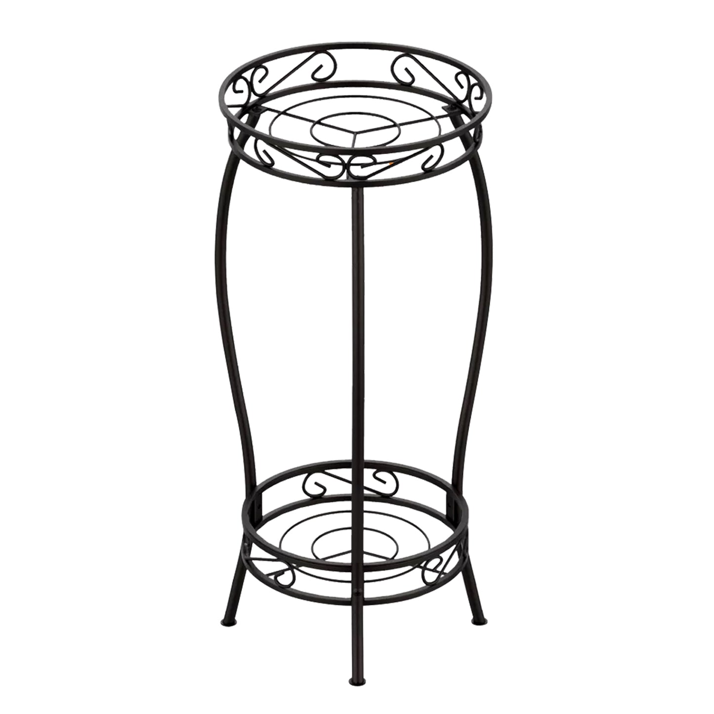 2-Tier Tall Plant Stand 26.57IN in Height Rustproof Iron Plant Rack Holder For Indoor Outdoor Heavy Duty Flower Pot Display Shelf For Corner Garden Pa - Black -