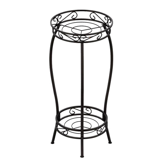 2-Tier Tall Plant Stand 26.57IN in Height Rustproof Iron Plant Rack Holder For Indoor Outdoor Heavy Duty Flower Pot Display Shelf For Corner Garden Pa - Black -