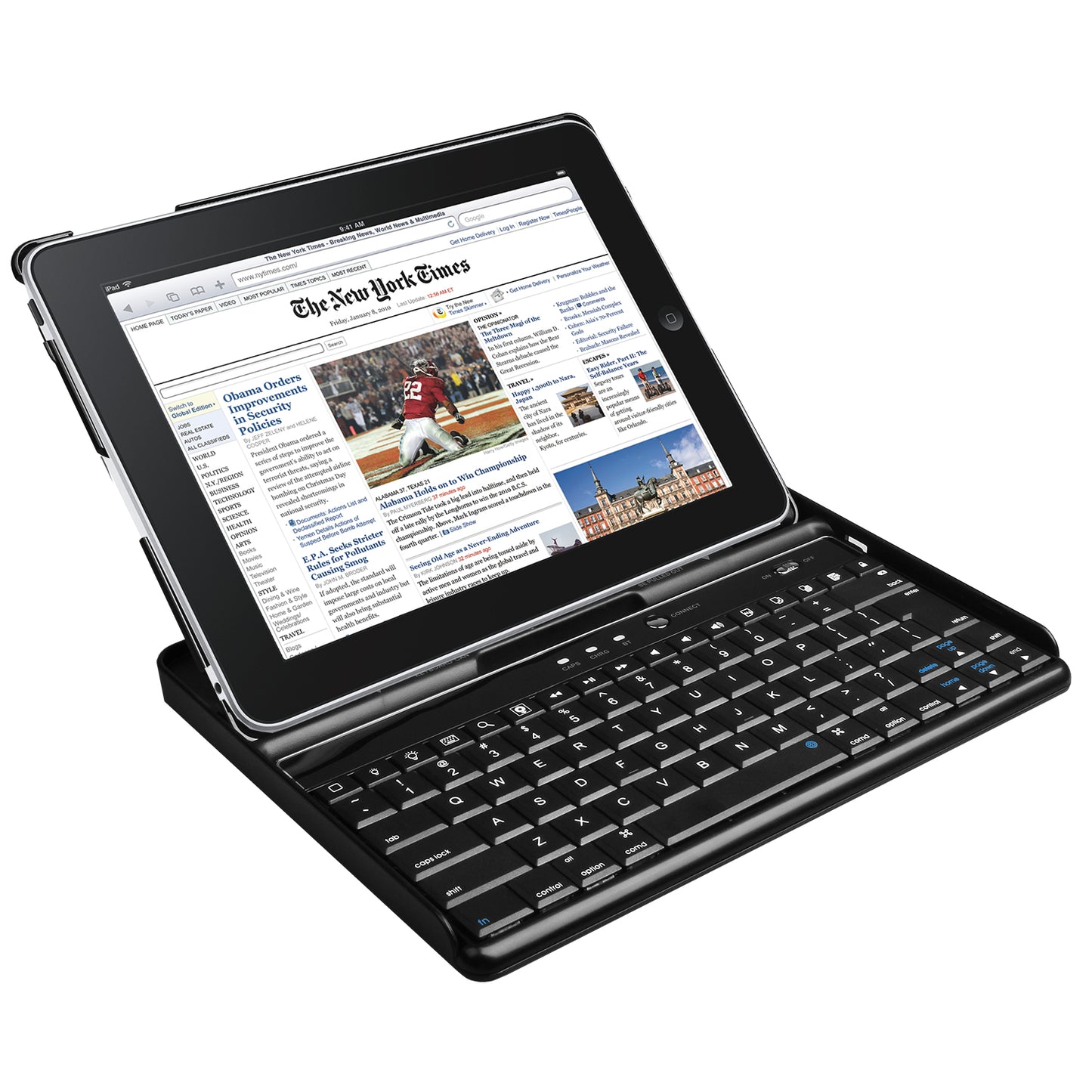 Wireless Keyboard Case Cover for iPad2, black - Black -