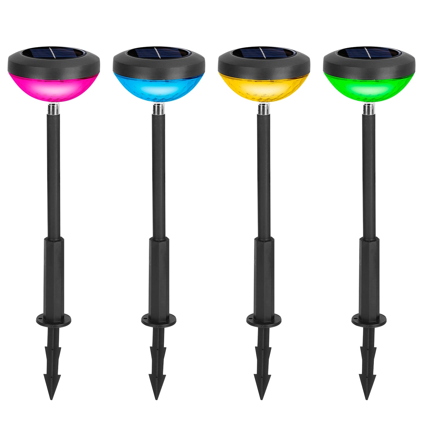 4Packs Solar Pathway Light Color Changing Garden Light Landscape Stake Ornamental Light for Yard Patio Lawn - Black -