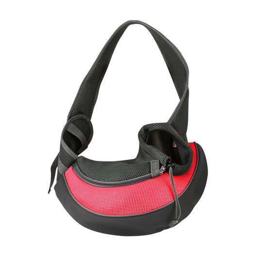 Pet Carrier for Dogs Cats Hand Free Sling Adjustable Padded Strap Tote Bag Breathable Shoulder Bag Carrying Small Dog Cat - Red -