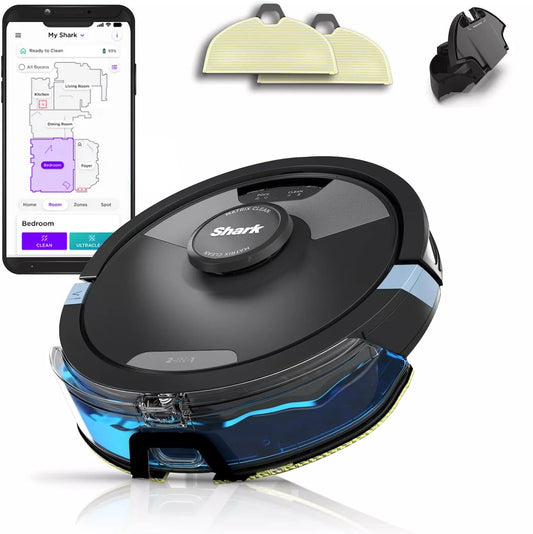 Shark RV2610WA 2-in-1 Self-empty AI Robot Vacuum & Mop Matrix Robot Vacuum Cleaner with Sonic Mopping APP Control Black Refurbished - Black -