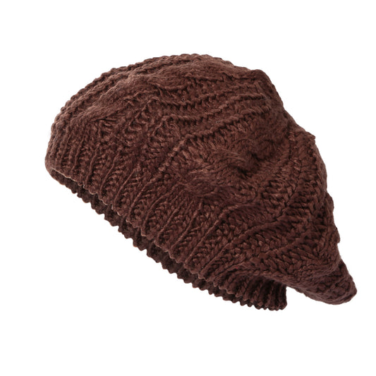 Knit Beret Hat Winter Warm Hat Women Men Skull Cap Beanie 7 Colors - Brown -