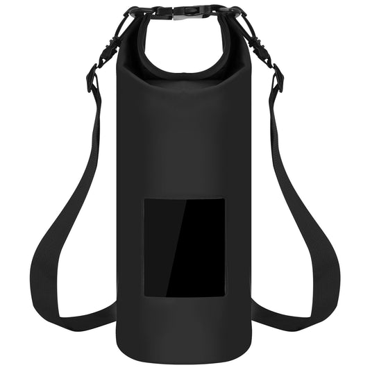 Floating Waterproof Dry Bag Floating Dry Sacks with Observable Window 20L Roll Top Lightweight Dry Storage Bag for Kayaking Rafting Boating Swimming C - Black -