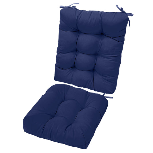 Rocking Chair Cushion 2 Pieces Back Seat Sets with Non-Slip Ties Polyester Fiber Filling 
Comfortable for Indoor Home Office Car - Navy Blue -