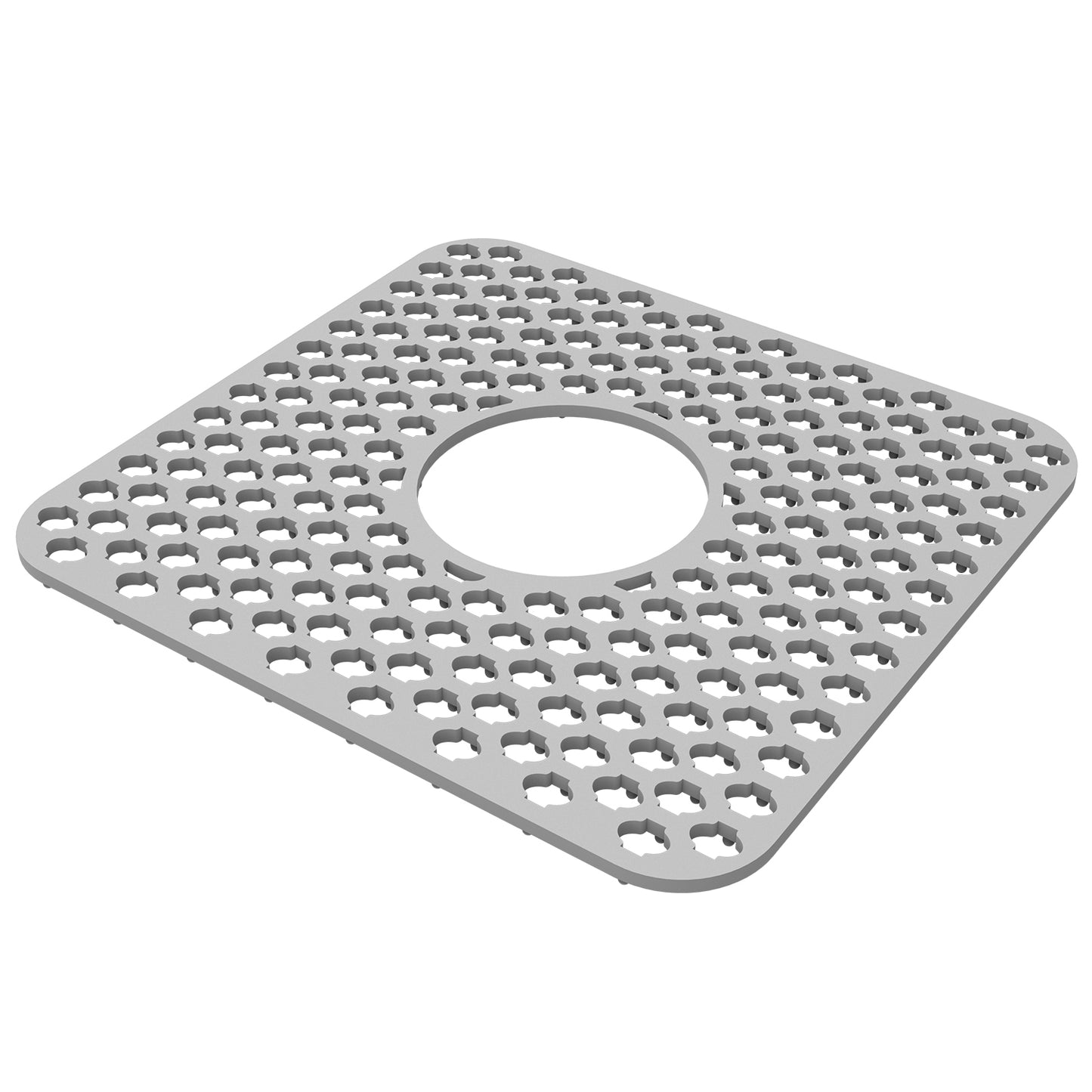 2Pcs Silicone Grid Sink Mat with Central Drain Hole 11.61x13.58Inch Non-Slip Kitchen Stainless Steel Sink Protector Dishwasher Safe - Gray - Small