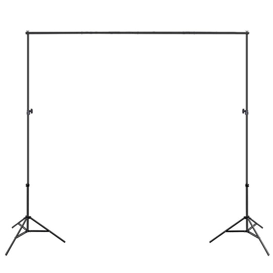 6.5 x 10ft Photo Video Studio Backdrop Background Stand Adjustable Heavy Duty Photography Backdrop Support Stand Set with Carrying Bag Clamps - Black -