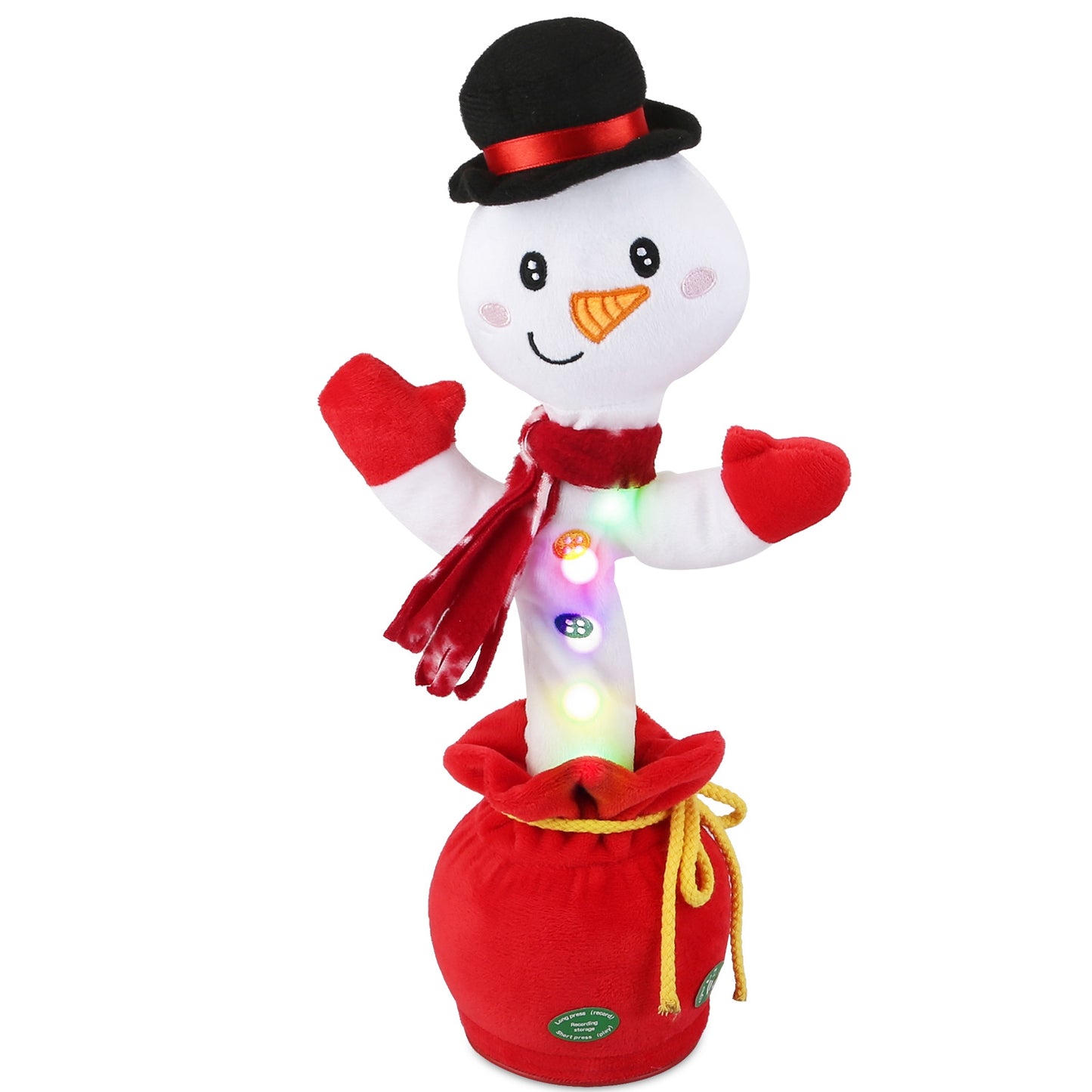 Kid Electric Dance Toy Christmas Elk Snowman Senior Penguin Plush Toy Interactive Sing Song Whirling Mimicking Recording Light up Toy - Snowman -