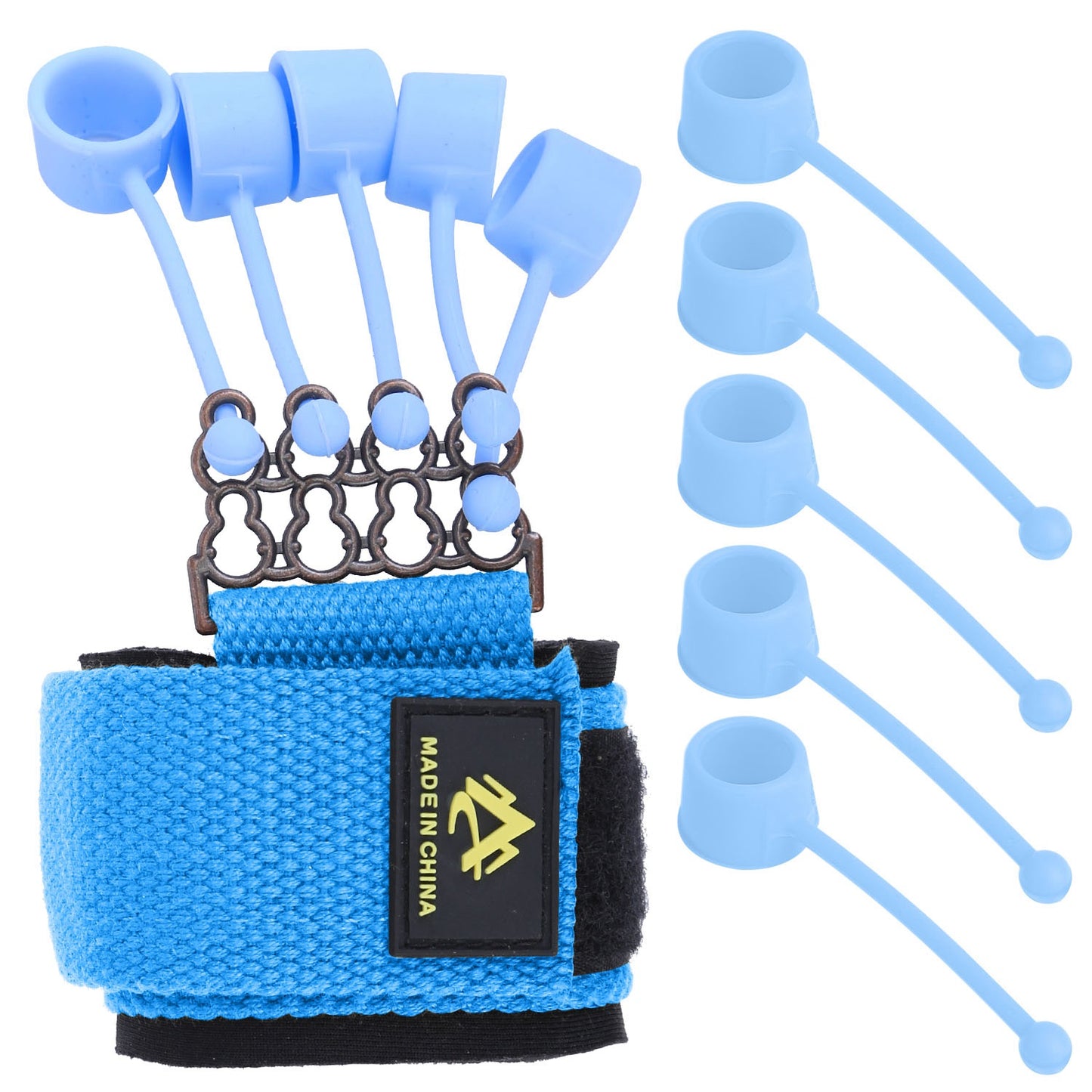 Finger Exerciser Hand Grip Strength Trainer for Athletes Musicians Physical Therapy Finger Resistance Band - Blue - 40 lbs