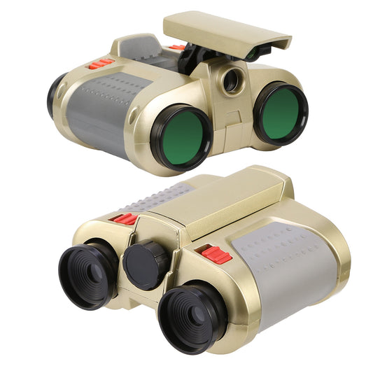 4X30 Kids Toy Night Vision Binoculars with Pop-Up LED Light Portable Neck Strap for Watching Hiking Travelling - Multi -