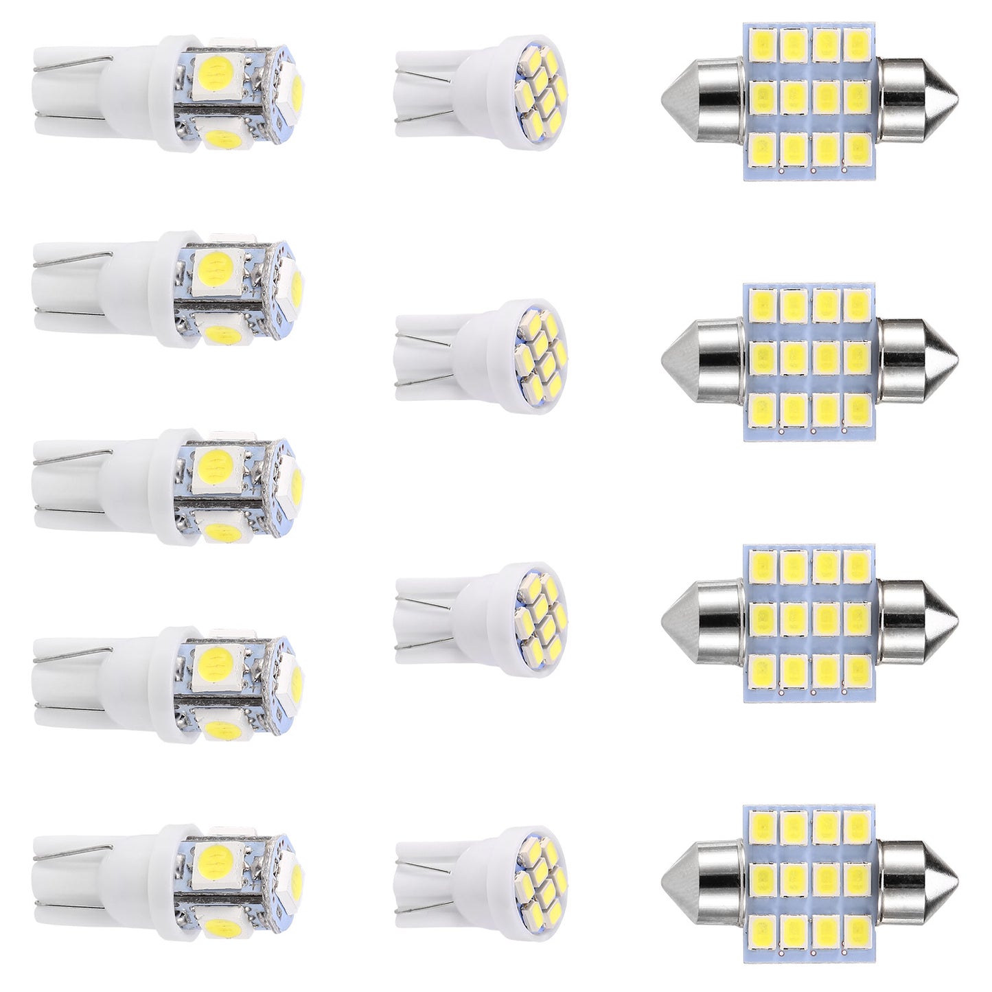 13Pcs T10 31mm Festoon LED Light Bulb Interior Dome Map LED Lights License Plate Trunk Side Positioning Lights 6000K White